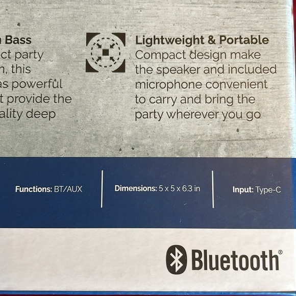 BROOKSTONE WIRELESS MULTICOLOR LED KARAOKE SPARK SPEAKER, MICROPHONE BLUETOOTH - Picture 7 of 8